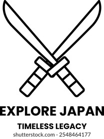 La Imagen es de dos espadas cruzadas con la palabra Explore Japón escrita a continuación