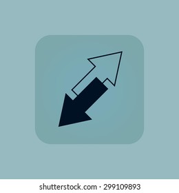 Image of two tilted opposite arrows in square, on pale blue background