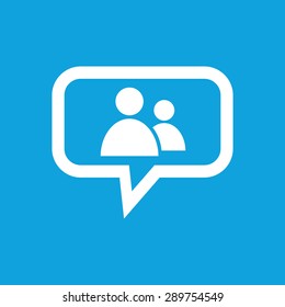 Image of two user icons in chat bubble, isolated on blue