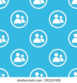 Image of two user icons in circle, repeated on blue background