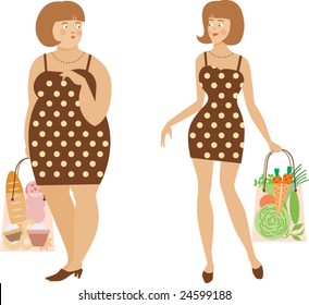 The image of two women - thick and thin