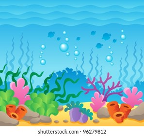 Image with undersea theme 1 - vector illustration.