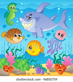 Image with undersea theme 3 - vector illustration.