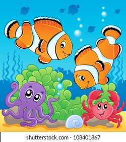 Image with undersea theme 4 - vector illustration.