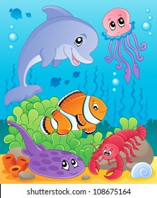 Image with undersea theme 5 - vector illustration.