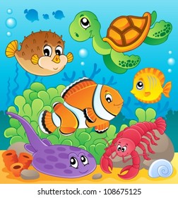 Image with undersea theme 6 - vector illustration.