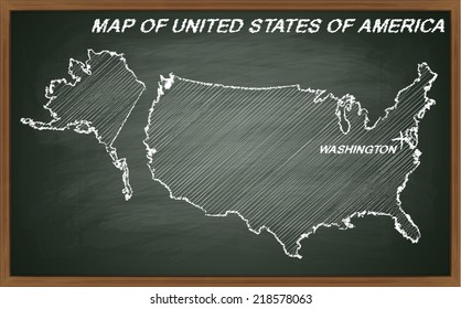 image of United States of America on blackboard. Transparency effects used. 