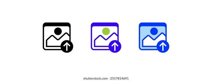 Image Upload Icon. linear style sign for mobile concept and web design. Outline vector icon. Symbol, logo illustration. Vector