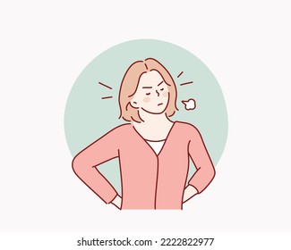 Image of upset woman. Hand drawn style vector design illustrations.