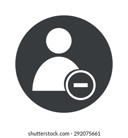 Image of user icon with minus in black circle, isolated on white