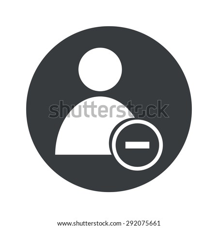 Image of user icon with minus in black circle, isolated on white