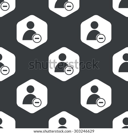 Image of user icon and minus in hexagon, repeated on black