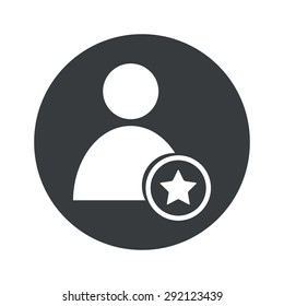 Image of user icon and star in black circle, isolated on white