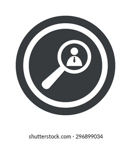 Image of user under loupe in circle, on black circle, isolated on white