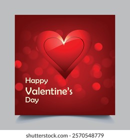 The image is a Valentine's Day-themed graphic with a red background featuring a glowing heart design at the center. The text "Happy Valentine's Day" is written in a light, elegant font.