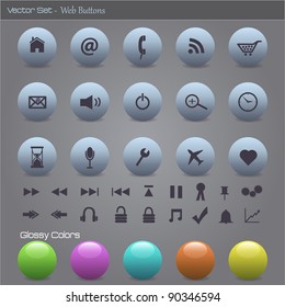 Image of various colorful web buttons with glossy colors.
