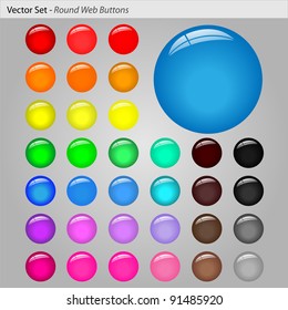 Image of various round web buttons.