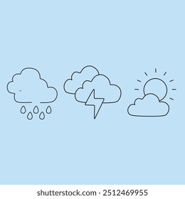 Bild verschiedener Wetterarten auf blauem Hintergrund