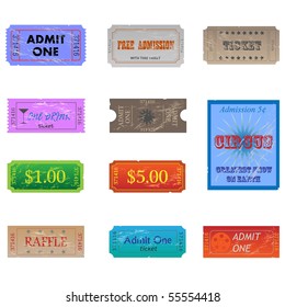 Image of various vintage and worn tickets.