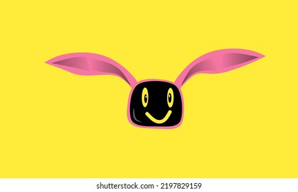 an image or vector of a cute bunny monster with pink color suitable for children's animation
