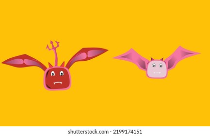 image or vector of a cute winged devil character suitable for a Halloween celebration icon