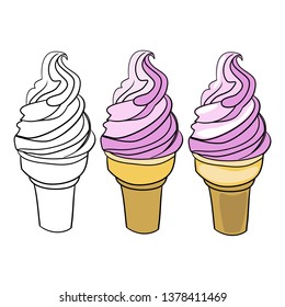 Image, vector drawing, coloring book, ice cream