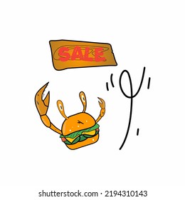 image or vector of a fast food logo in the form of a crab doing its business