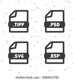 Image and Vector file icons. Download TIFF, PSD, SVG and ESP symbol sign. Web Buttons.