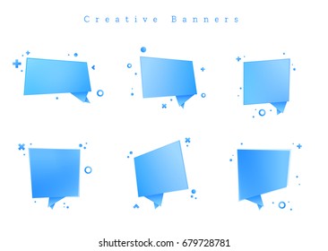 Image is a vector file representing Set of geometric Labels Stickers Banner ribbons with creative elements for business and store, clip art