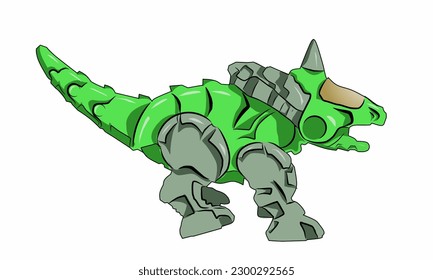 image or vector of a green robot inspired by ancient animals