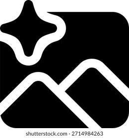 Image vector icon in modern style, AI image processing and smart media enhancement illustration. Glyph Icon