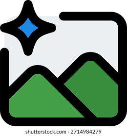 Image vector icon in modern style, AI image processing and smart media enhancement illustration. Filled Line Icon