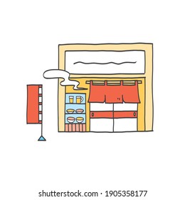 Image vector illustration of a small restaurant in the city