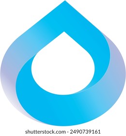 La Imagen es una Ilustración vectorial de una gota de agua. Tiene un esquema de color degradado que cambia del azul claro al azul oscuro, creando una sensación de profundidad y fluidez. La gota se estiliza con suave.