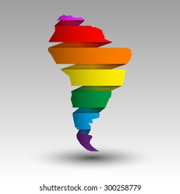 Image of a vector LGBT (lesbian, gay, bisexual, and transgender) Flag South American continent. Vector International Gay Pride Concept