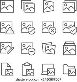 Image Vector Line Icons. Contains such Icons as Photo, Album, Gallery and more. Editable Stroke.