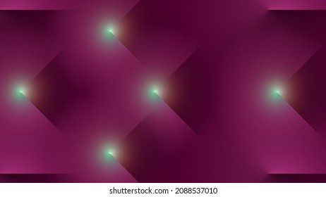 Vector de imagen de bandas triangulares emergentes con luces spot. Fondo de lienzo púrpura.