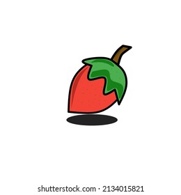 image or vector of a red and fresh strawberry ready to be picked and processed