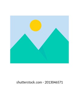Image vector. Simple mountain landscape photo. Adding photos to the album.