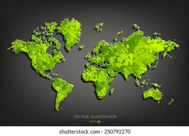 Image of a vector world map. Blots