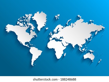 Image of a vector world map with a colorful blue background.