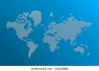 Image of a vector world map with a colorful blue background