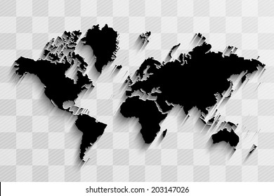 Image of a vector world map on a chess board