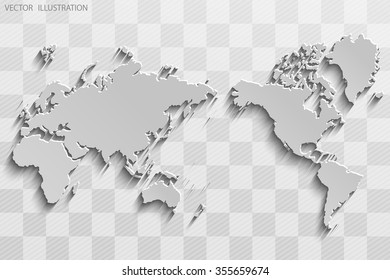 Image of a vector world map on a chess board