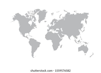 Image of a vector world map in white background. Australia, Asia, America, Europe. Africa. Vector illustration. EPS 10