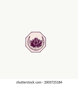 Image vectorielle fleur de lotus demi lune