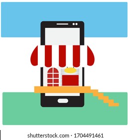 Image vector.Online shopping with mobile phones.
