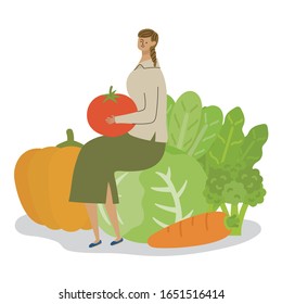 Image of a vegetarian woman living a healthy life - vector