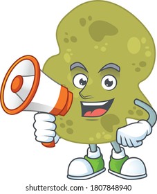 An image of verrucomicrobia cartoon design style with a megaphone. Vector illustration