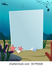 Image of vertical blank board under water decoration. See my portfolio for other blank board theme